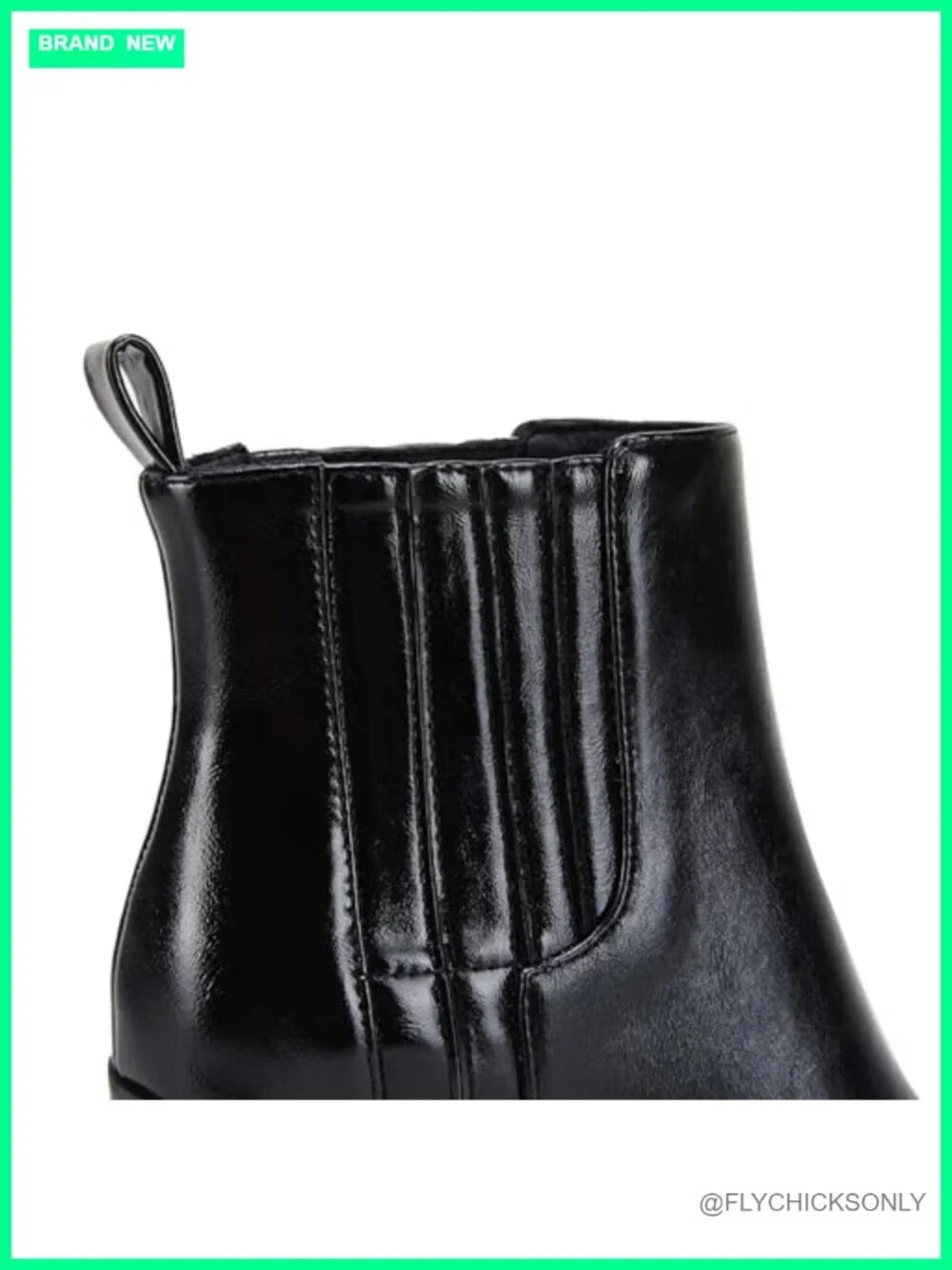 Faux Leather Ankle Booties Pointed Toe Chunky Block Heel Chelsea Slip On